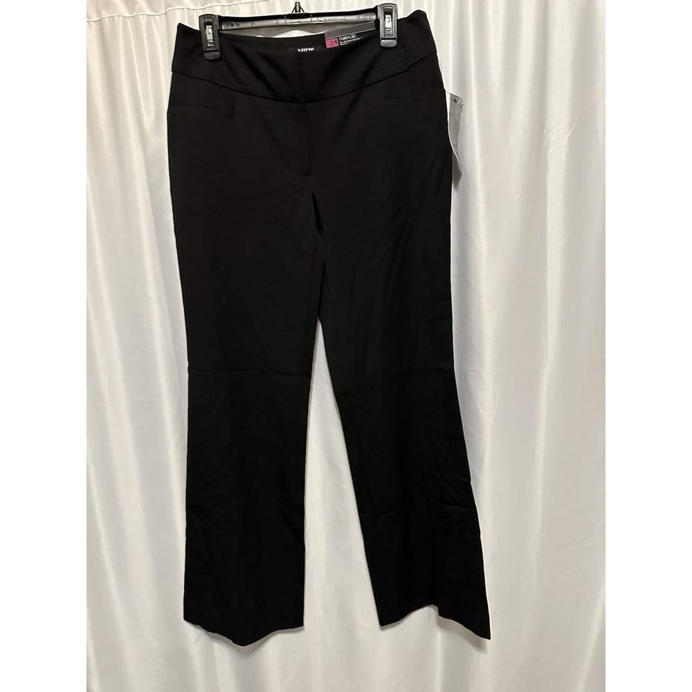 NWT Apt 9 Pants Size 8 Black Curvy Fit Straight‎ Flat Front Curvy through hip